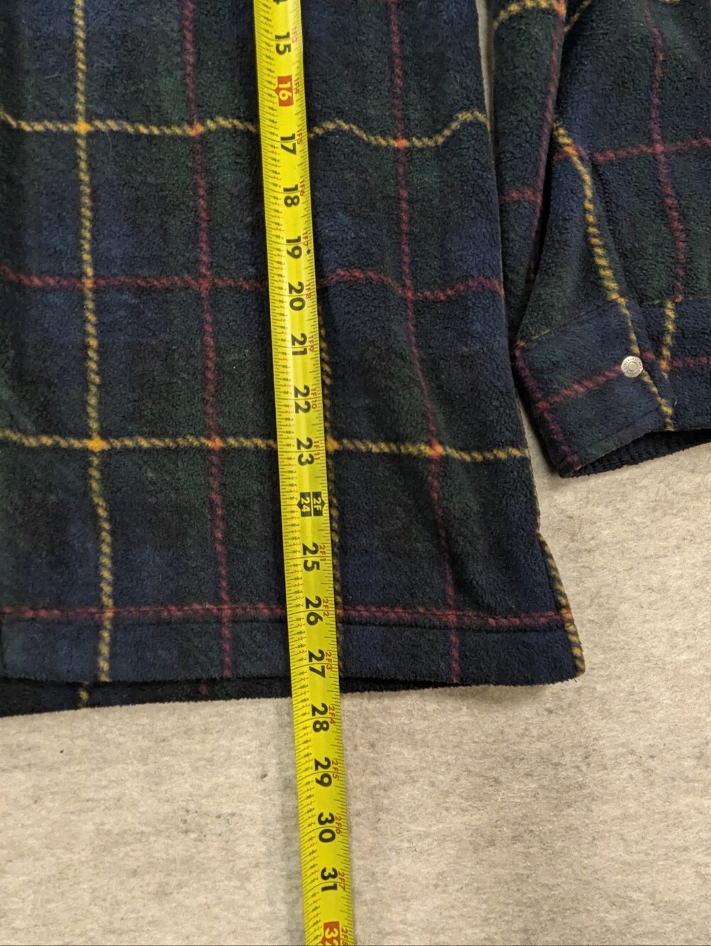 Ralph Lauren Women's Fleece Jacket Corduroy Collar Plaid Blue Green Winter M - Picture 8 of 10